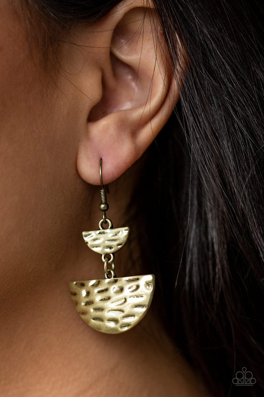 Triassic Triangles-brass-Paparazzi earrings