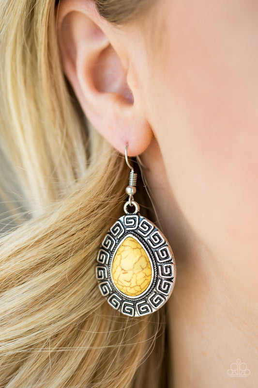 Tribal Tango - yellow - Paparazzi earrings