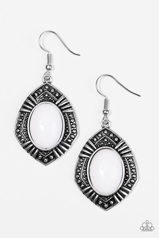 Tribal Trend - White - Paparazzi earrings