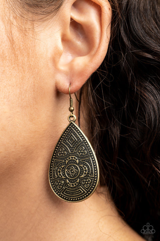 Tribal Takeover - brass - Paparazzi earrings