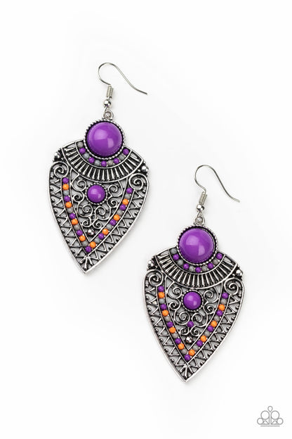 Tribal Territory - purple - Paparazzi earrings