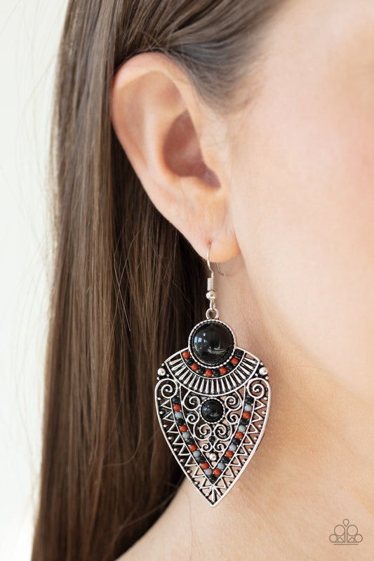 Tribal Territory - black - Paparazzi earrings