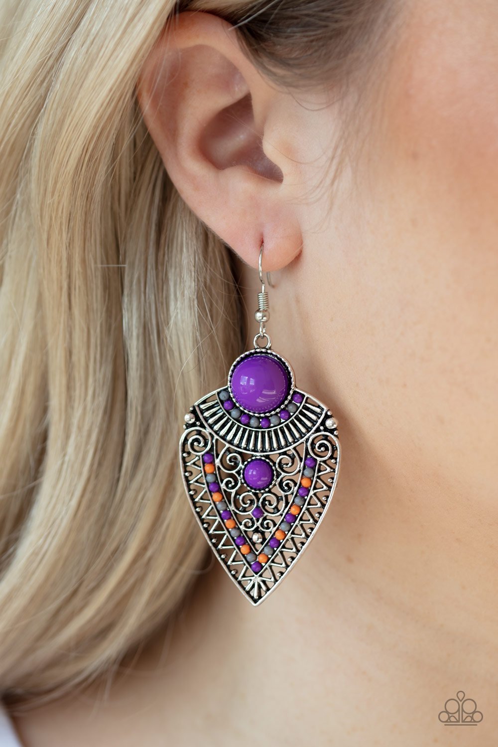 Tribal Territory-purple-Paparazzi earrings