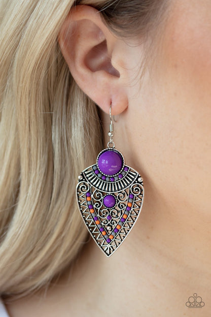 Tribal Territory-purple-Paparazzi earrings
