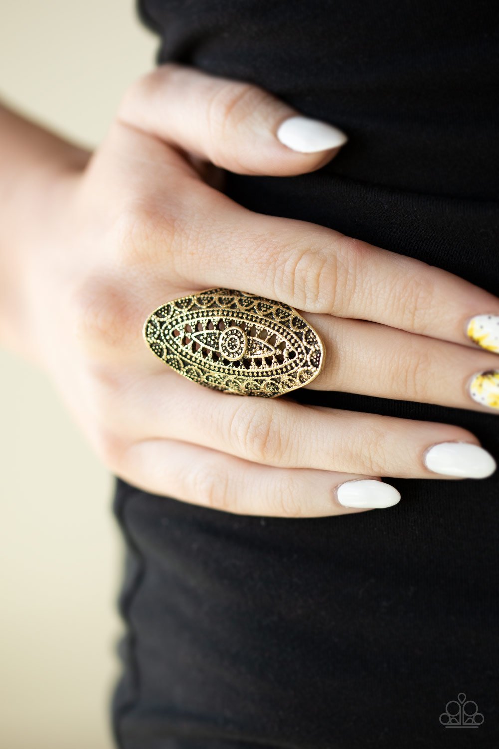 Tribal and Tribulation-brass-Paparazzi ring