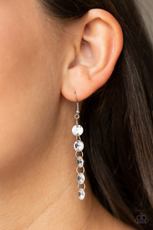 Trickle Down Effect-white-Paparazzi earrings