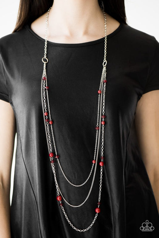 Triple Tango - Red - Paparazzi necklace