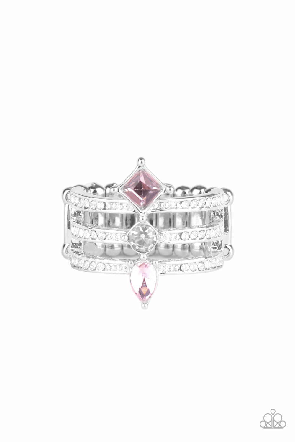 Triple Throne Twinkle - pink - Paparazzi ring