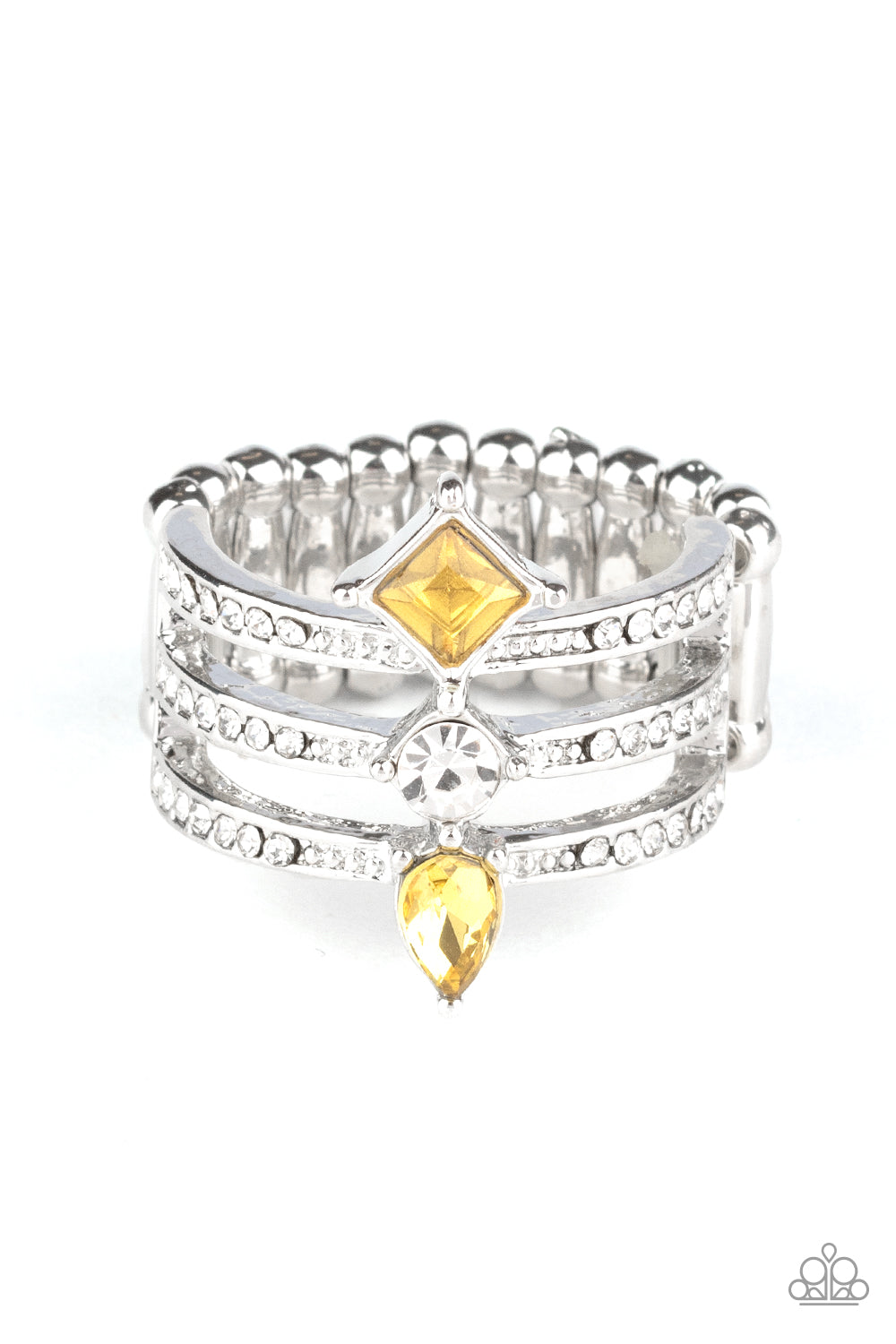 Triple Throne Twinkle - yellow - Paparazzi ring