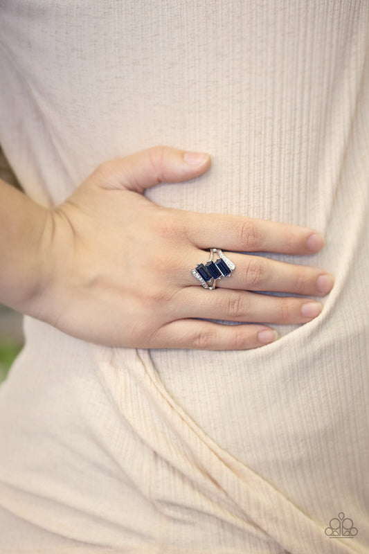 Triple Razzle-blue-Paparazzi ring