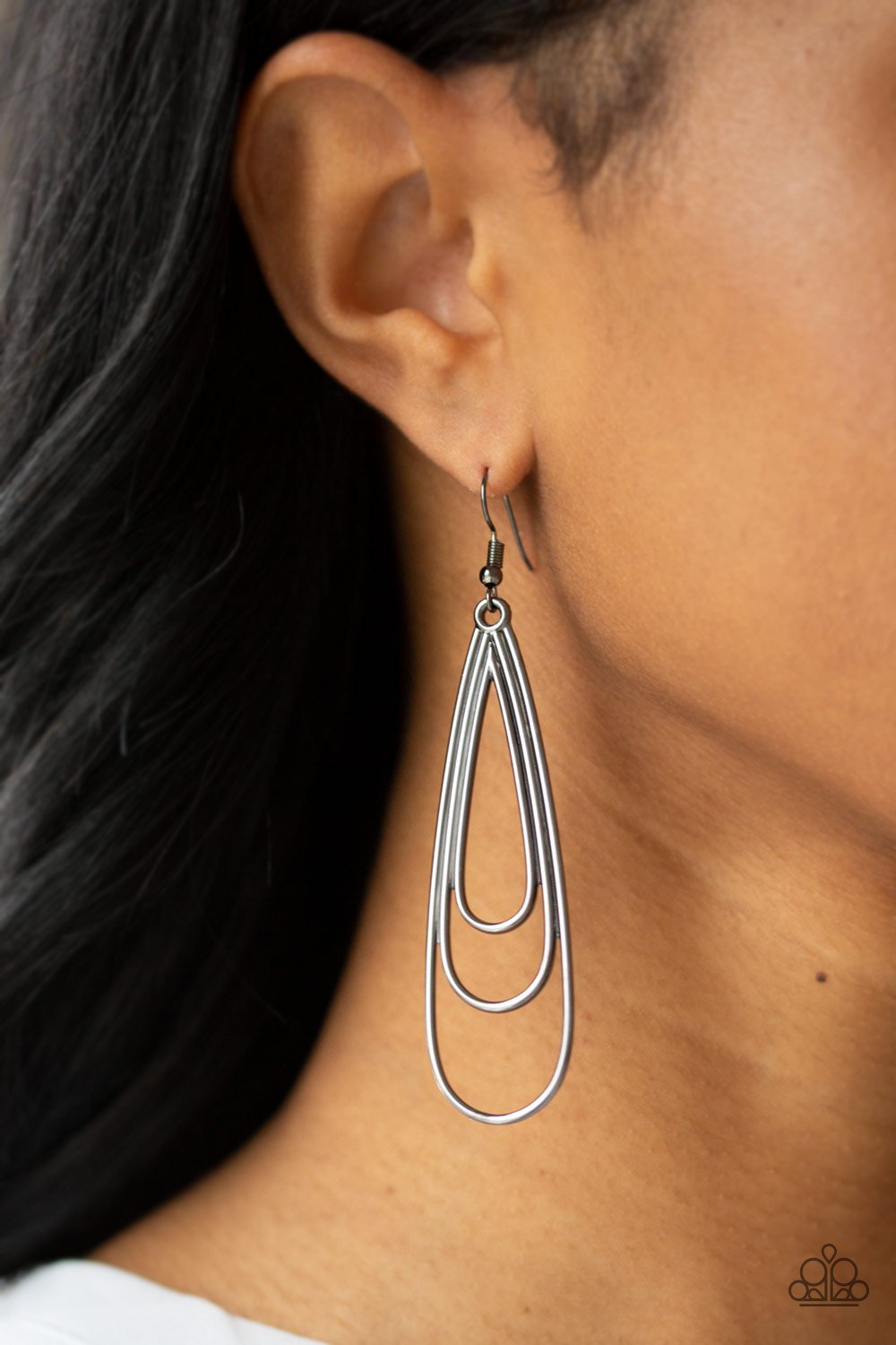 Triple Ripple-black-Paparazzi earrings