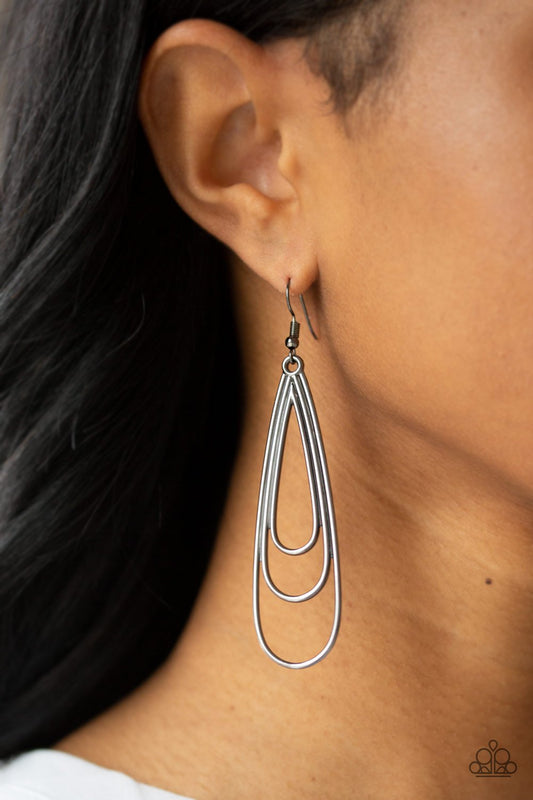 Triple Ripple-black-Paparazzi earrings