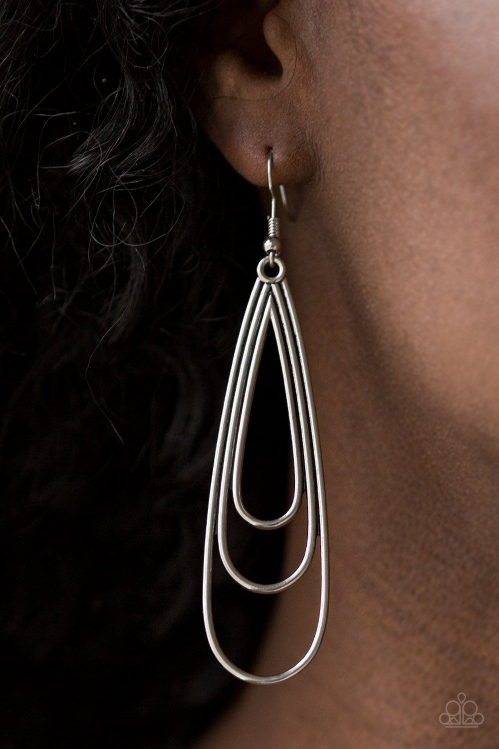 Triple Ripple-silver-Paparazzi earrings