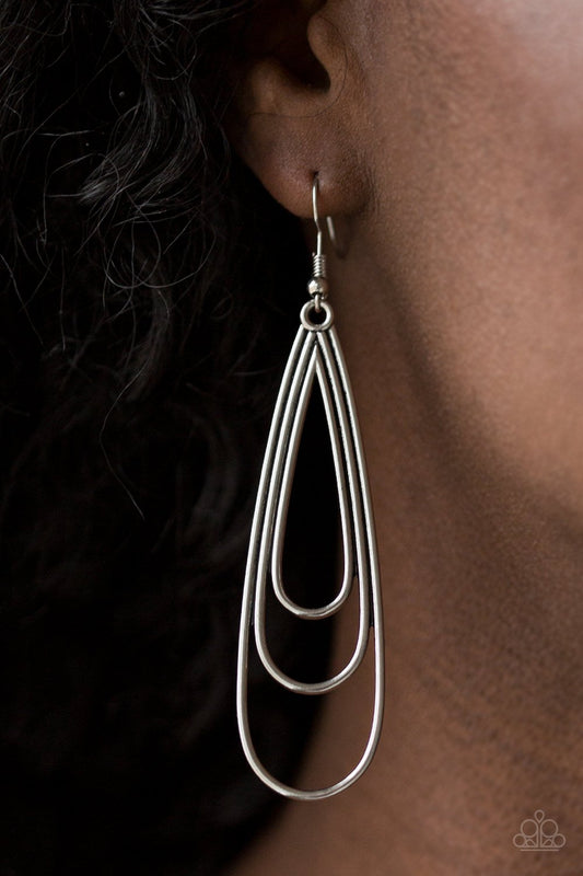 Triple Ripple-silver-Paparazzi earrings