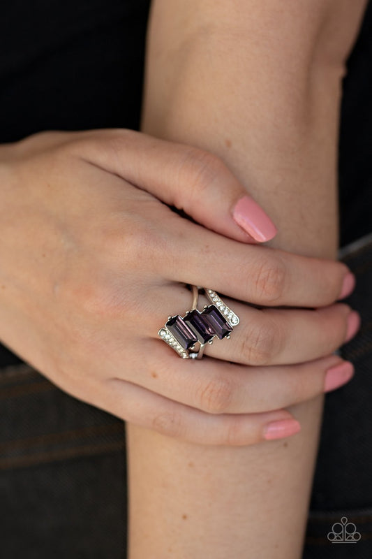 Triple Razzle-purple-Paparazzi ring