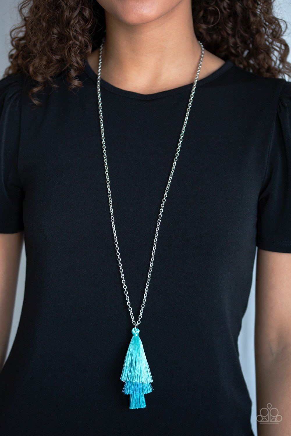 Triple the Tassel-blue-Paparazzi necklace