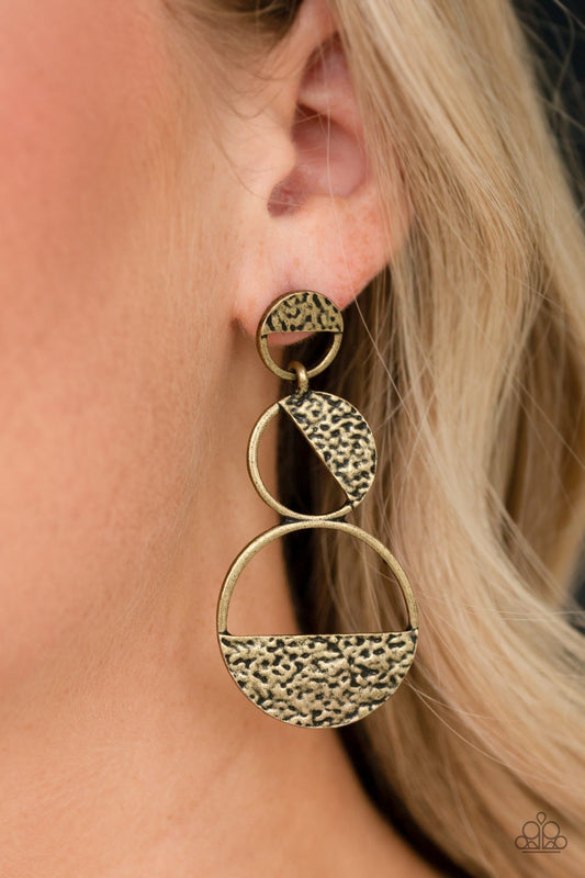 Triple Trifecta-brass-Paparazzi earrings