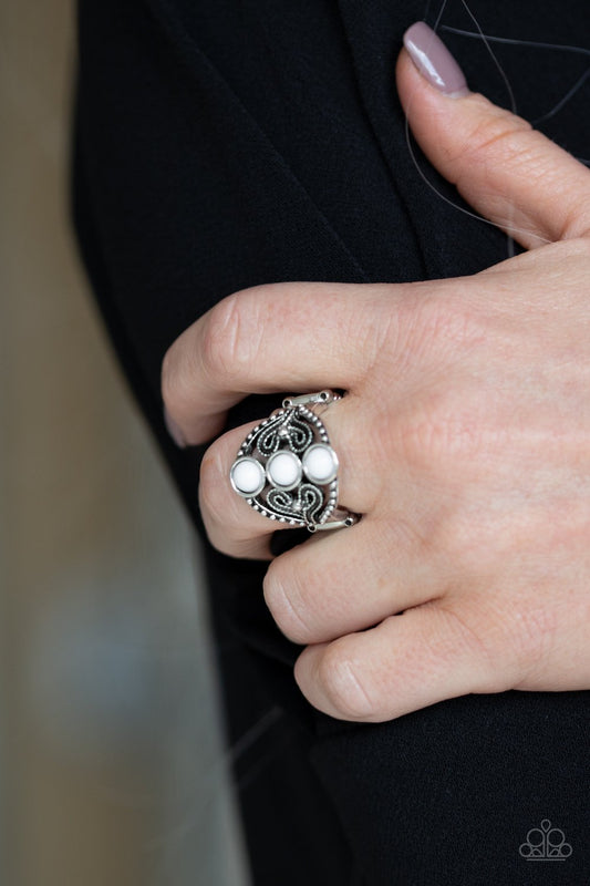 Triple Whammy-white-Paparazzi ring