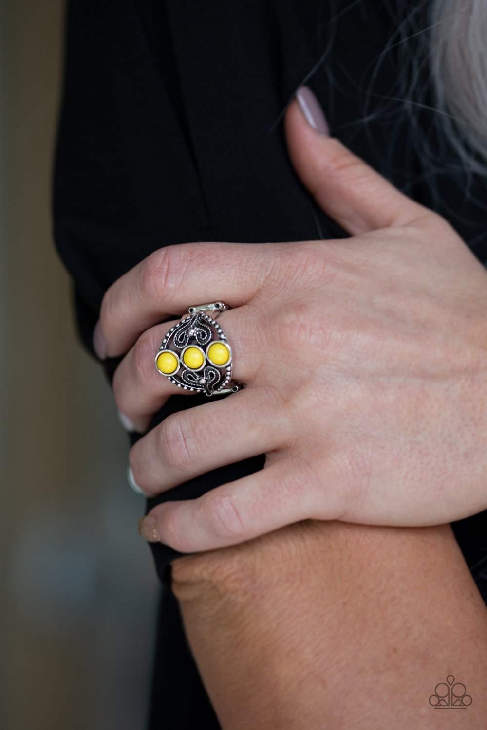 Triple Whammy-yellow-Paparazzi ring