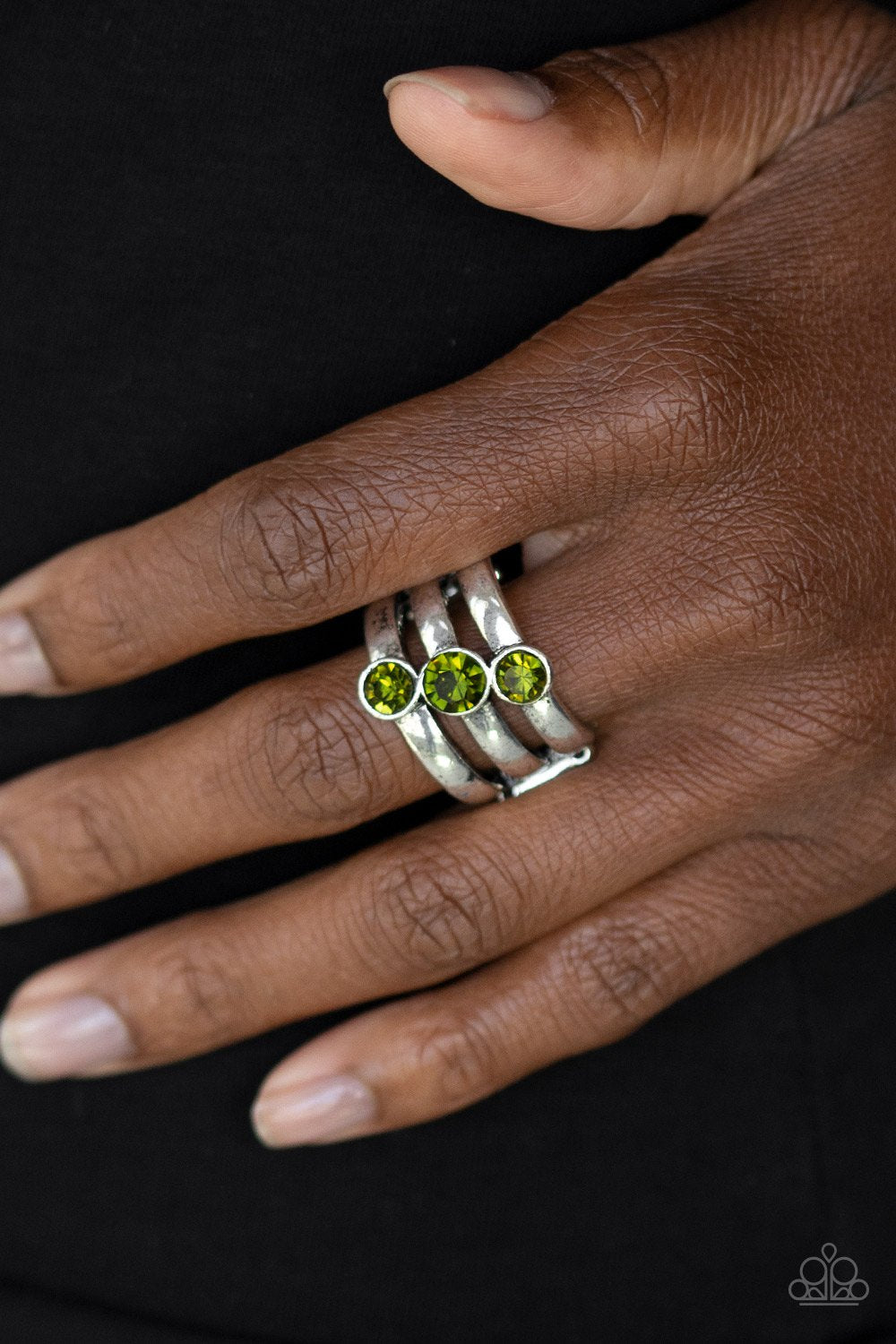 Triple the Twinkle-green-Paparazzi ring