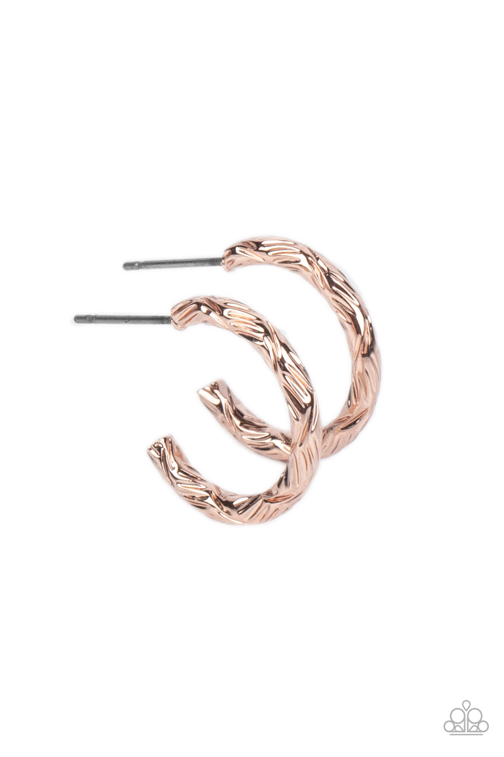 Triumphantly Textured - rose gold - Paparazzi earrings