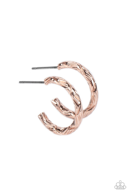 Triumphantly Textured - rose gold - Paparazzi earrings