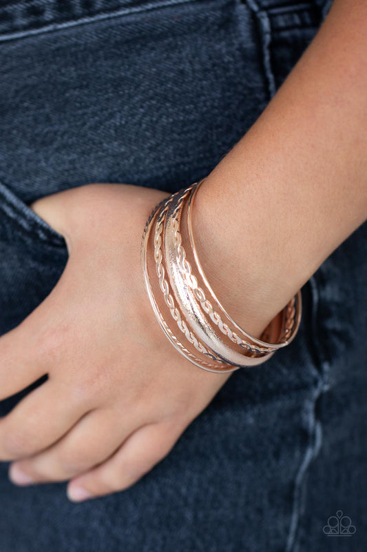 Trophy Texture - rose gold - Paparazzi bracelet