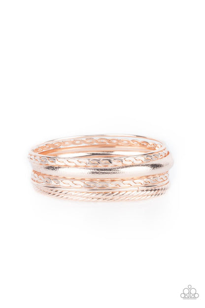 Trophy Texture - rose gold - Paparazzi bracelet