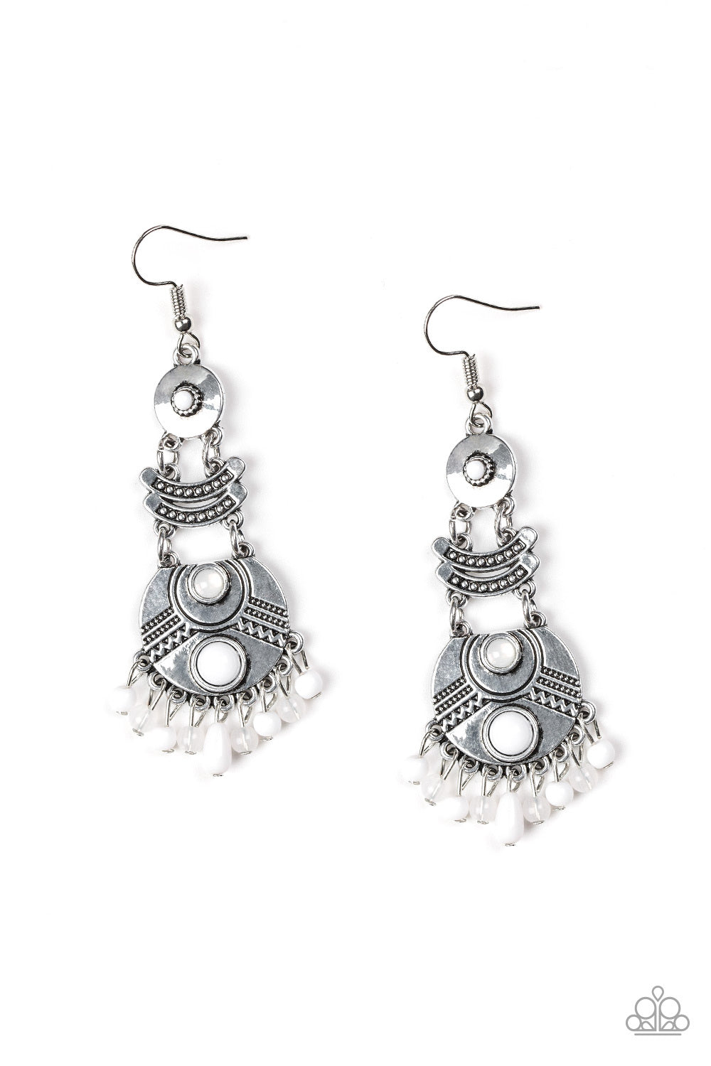 Tropic Tribe - white - Paparazzi earrings