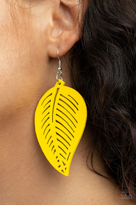 Tropical Foliage - yellow - Paparazzi earrings
