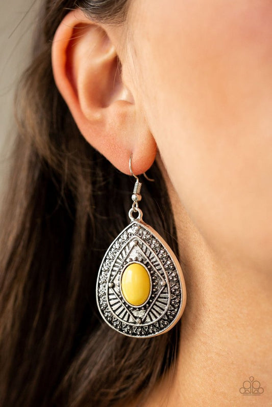 Tropical Topography - yellow - Paparazzi earrings