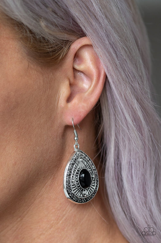 Tropical Topography-black-Paparazzi earrings