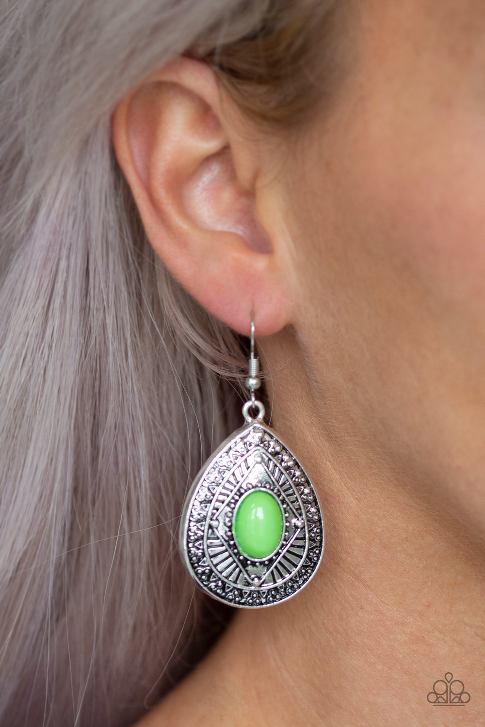 Tropical Topography-green-Paparazzi earrings