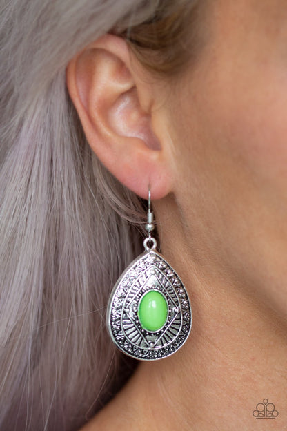 Tropical Topography-green-Paparazzi earrings