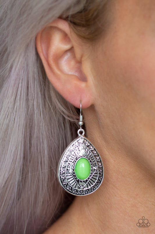 Tropical Topography-green-Paparazzi earrings