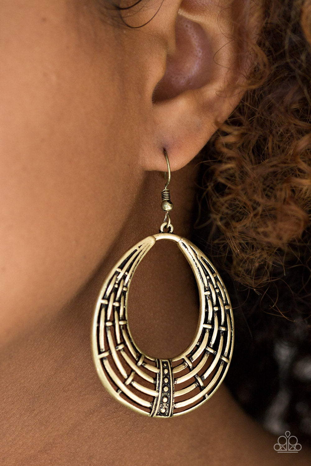 Tundra Texture - brass - Paparazzi earrings