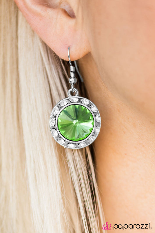 Turn On The Sparkle - Green - Paparazzi earrings