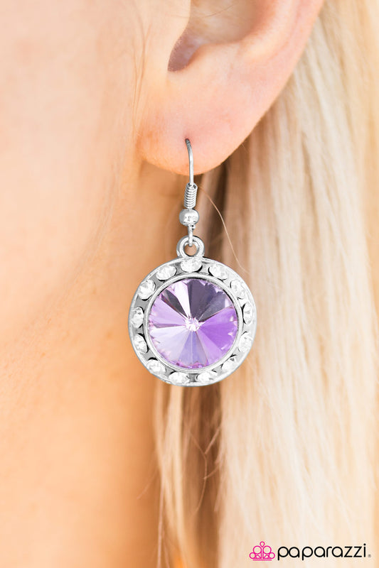 Turn on the Sparkle - Purple - Paparazzi earrings