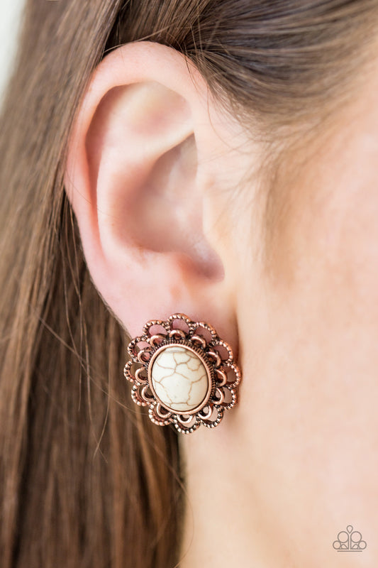 Turn to Stone - copper - Paparazzi earrings