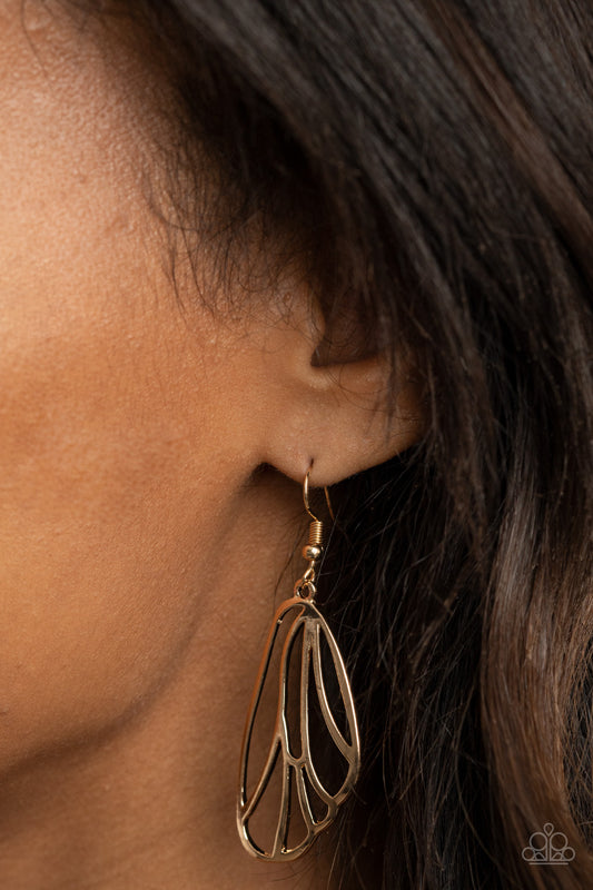 Turn Into A Butterfly - gold - Paparazzi earrings