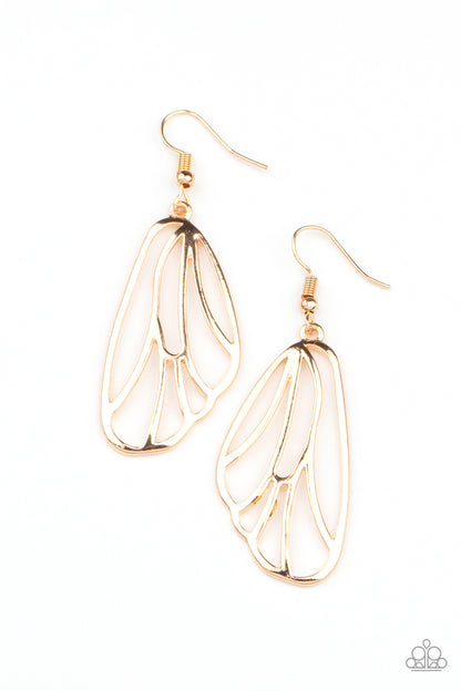 Turn Into A Butterfly - gold - Paparazzi earrings