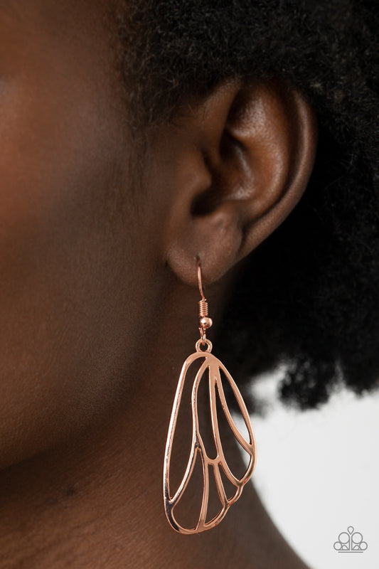 Turn Into A Butterfly - copper - Paparazzi earrings