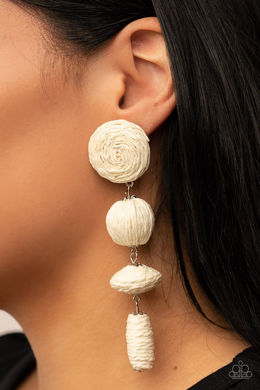 Twine Tango - white - Paparazzi earrings