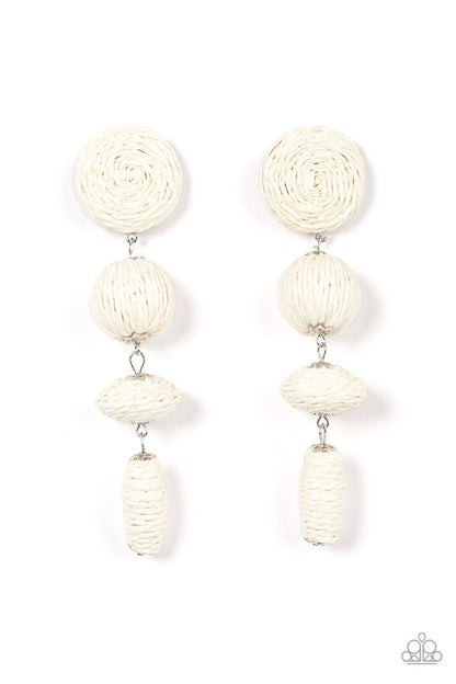 Twine Tango - white - Paparazzi earrings