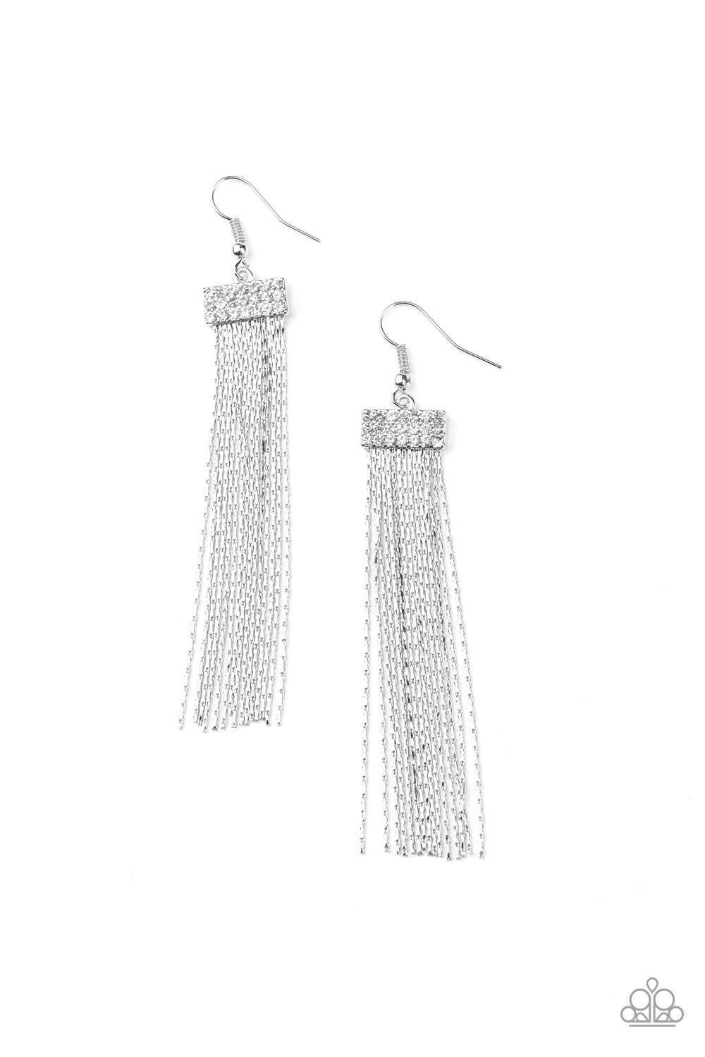 Twinkling Tapestry - white - Paparazzi earrings