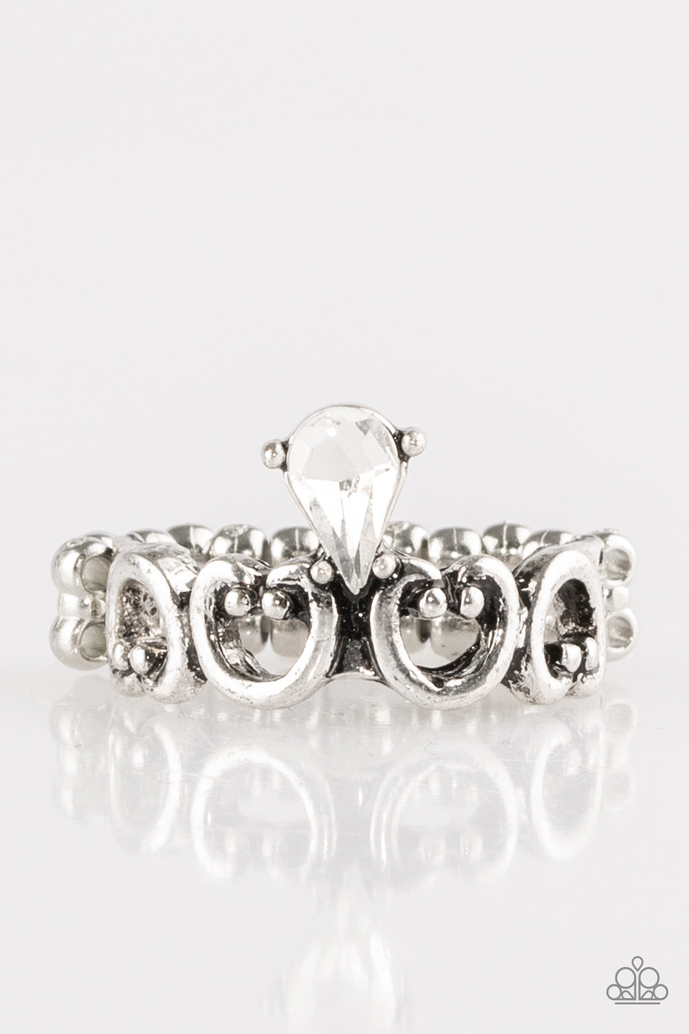 Twinkling Tiaras - white - Paparazzi ring