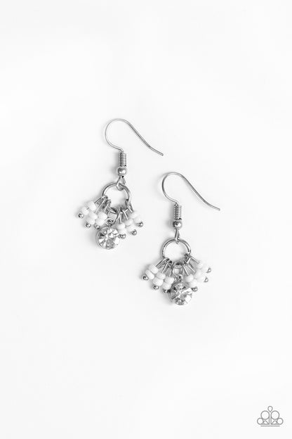 Twinkling Trinkets - white - Paparazzi earrings