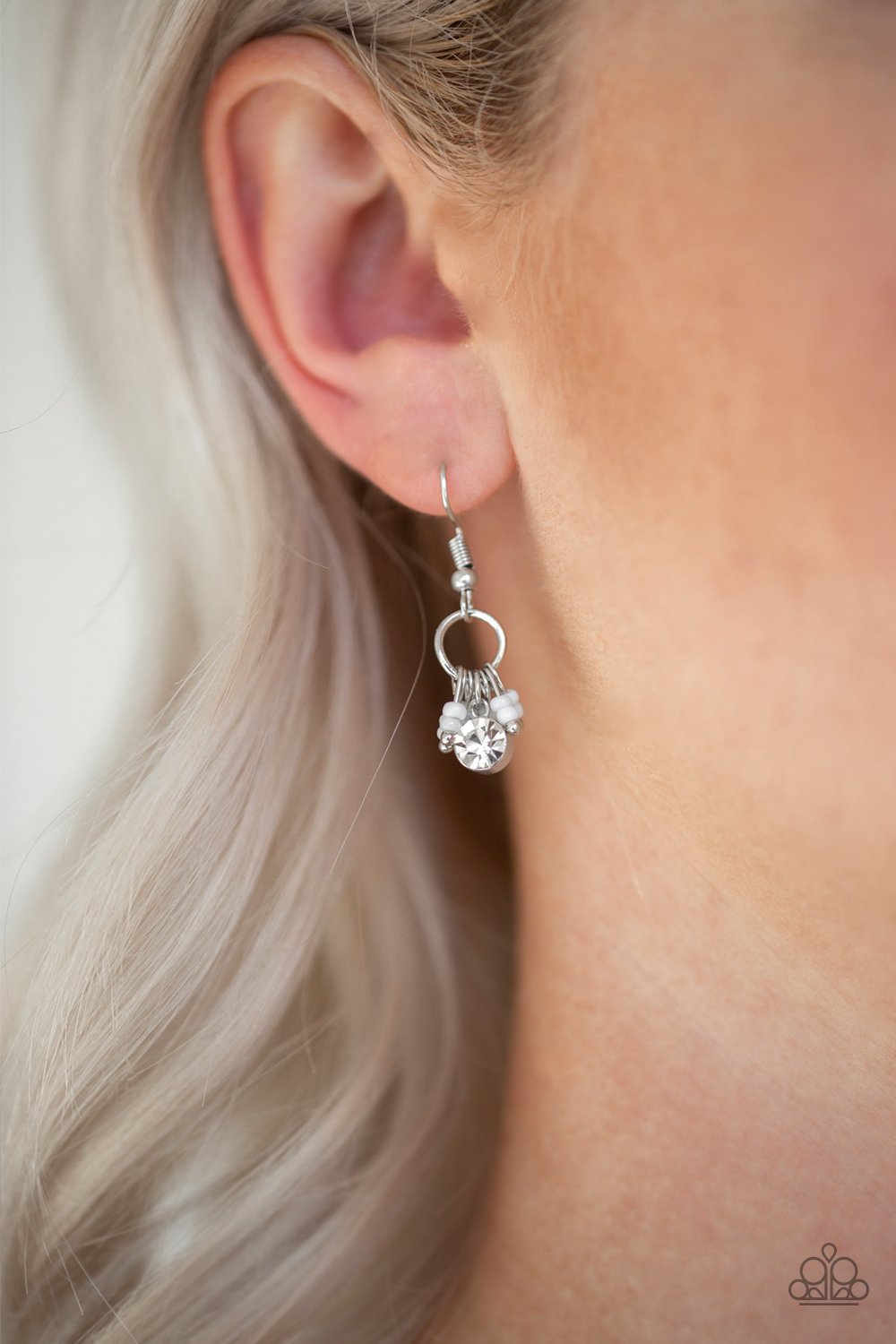Twinkling Trinkets-white-Paparazzi earrings