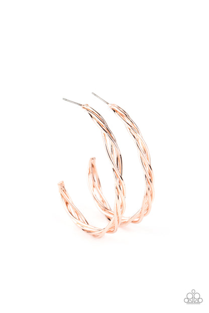 Twisted Tango - rose gold - Paparazzi earrings