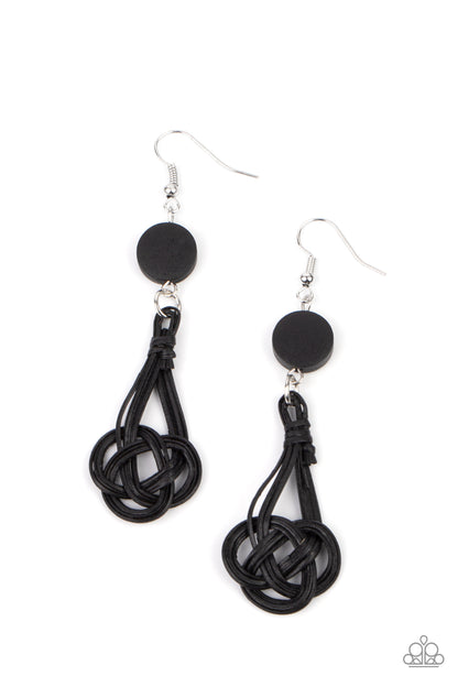 Twisted Torrents - black - Paparazzi earrings